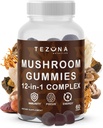 Mushroom Gummies 2 Pack, 12-σε-1 Complex Supplement 3000mg - Lions Mane, Turkey Tail, Reishi, Cordyceps, Mushrooms Extract - Nootropic Brain Supplement for Memory and Focus, Boost Inunity and Energy