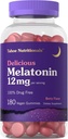 Carlyle Tahoe Beslenme Melatonin Gummies 12 mg | 180 Kont | Berry Flavor Gummy | İlaç Ücretsiz Supplement | Vegan, Non-GMO, Gluten Free