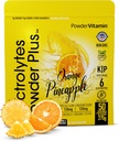 Elektrolytes Toz Plus (50 Hizmetler), 0 Calorie Keto, 0 Sugar, No Maltodextrin,1000 mg Pyum,120 mgelli,120 mg Magnezyum, Hydration Toz (50 Hizmetler, Orange Pineapple)
