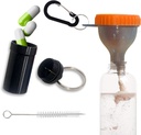 Protein Funnel Set Seyahat Protein Toz Konteynerleri 1 Carabiner 1 Fırça ve 1 Mini Pocket Pill Box Spills Gym Pre-Workout Supplement Orange Toz Funnels