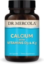 Dr. Mercola Calcium with Vitamins D3 & K2 - Υποστηρίζει την υγεία των οστών και της καρδιάς* - Ασβέστιο με βιταμίνες D3 & K2 - Eggshell-Derived - Μη-ΓΤΟ, Χωρίς γλουτένη & Χωρίς σόγια - 30 κάψουλες (30 σερβιρίσματα)