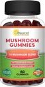ASquared Beslenme Mushroom Gummies - 10x Kompleks Tamam - Lions Mane, Türkiye Tail, Reishi, Cordyceps, Chaga - Enerji, Focus, Immune Support for Men & Women - Toz