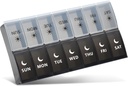 Büyük Pill Organizer 2 Times bir gün, Haftalık Pill Case, AM PM Pill Box, Day Night Pill Container 7 Day, Vitamin Case Medicine günde iki kez (Black & White)