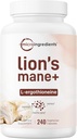 Mikro Malzemeler Lions Mane Supplement Capsules, L-Ergothioneine ile 240 Veggie Capsules, 4 Ay Supply | Beyin, Enerji ve Immune Health Support | Non-GMO