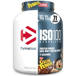 Dymatize x Cocoa Pebbles ISO100 Whey Protein Powder Isolate, 25g πρωτεΐνης, 5.5g BCAAs, 120 Cal., Χωρίς γλουτένη, 1g λίπος, 1g ζάχαρη, 2g υδατανθράκων (71 σερβίρεται)