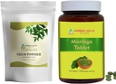 HERBAL HILLS Neem Leaf Toz ve Moringa Tabletleri Shigru 2 Combo