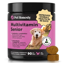 Senior Dog Multivitamin - Essential Dog Βιταμίνες και συμπληρώματα - Γλυκοσαμίνη, Προβιοτικά, Omega Fish Oil για σκύλους Υγεία & Καρδιά- Σκύλοι Βιταμίνες Προμήθειες Υγείας (Duck 90 ct)