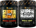 ALPHA LION Superhuman Pre Workout Powder & Post Workout Recovery Bundle, Contentive Energy & Focus + Lean μυϊκή ανάπτυξη, δύναμη & όγκος (Hulk Juice & Gainy Smith Apple)
