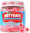 Butyrate Gummies με Probiotic + Prebiotic + Postbiotic, Omega-3 500mg,Fiber με 9 δισεκατομμύρια CFU Probiotics, Ασβέστιο & Μαγνήσιο, Inulin, Psyllium Husk για Digestive Health,Bloating Support,Sugar Free