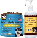 Natural Dog Company Multivitamin Chews and Ultra Omega Oil for Active Dogs - Nutrient-Rich Dog Treats with Omega-3 and Essential Vitamins, Υποστηρίζει Γνωστική Υγεία και Συνολική Ζωτικότητα για όλες τις Φυλές