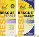 Stress & Sleep Bundle, Bach RESCUE Pearls, Φυσικό Stress Relief [και] RESCUE Sleep Liquid Melts, Natural Sleep Aid - 2-Pk, Ομοιοπαθητικό Απόσταγμα Λουλούδι