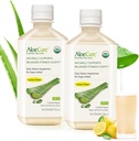 AloeCure USDA Organic Aloe Vera Juice Lemon Flavor - Κατασκευάζεται μέσα σε 12 ώρες από τη συγκομιδή - Φυσικό συμπλήρωμα πέψης για την ισορροπημένη οξύτητα στομάχου - Υποστήριξη Digestive και ανοσοποιητική υγεία, 2 Btls x 16.7oz