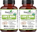 USDA Organik Lion's Mane 20:1 Ekstraksiyon, 20.000 mg Güçlü,% 35 Polysaccharides, 180 Vegan Capsules, 90 Day Supply, Standardized and Interd 20X Extract, All-Doal and Non-GMO