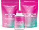 Pink Stork Postpartum Essentials Kit – Ισορροπία ορμονών, ανάκτηση & Mood Υποστήριξη για τις νέες μητέρες – Μεταγεννητικές Βιταμίνες Ashwagandha + Herbal Teas for Strress Relief, Energy, Sleep – Give Set – Vegan, Organic