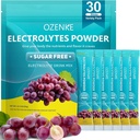 Elektrolytes Toz Paketleri, 30 Sticks Hydration Packets Sugar Free, Electrolyte Drink Mix Portable Electrolyte Packets for Rapid Hydration, 0 Sugar & 0 Calorie, Grape Flavor