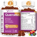 Quercetin Gummies, Quercetin with Vitamin C Zinc, Bromelain, Elderberry and Vitamin D, Immune Support Adults Kids, Women Men 120 Gummies Chewable