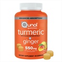 Qunol Turmeric and Ginger with Black Pepper Gummies, Turmeric Curcumin Supplement, Joint Health Support Gummy, 90ct Gummies