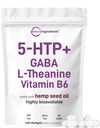Mikro Malzemeler 5-HTP 200 mg, 240 Softgels | Ekstra Kuvvet 5-Hydroxytryptophan Kompleksi GABA, L-Theanine, B6 | Highly Bio, Hemp Seed Oil Carrier | Non-GMO