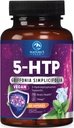 5-HTP Supplement - 5-HTP 200 mg Oda başına - Ekstra Kuvvet 5HTP (5-Hydroxytryptophan) Griffonia Simplicifolia - Supports Restful Sleep, Natural Calm & Brain Health - Şişed in USA - 60 Capsules