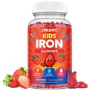 Iron Gummies for Kids & Teens, Kids Multivitamin with Iron Supplement, Calcium, Folate, Zinc, Prebiotic - for Blood Builder & Energy Support, Iron Deficiency - Vegan & Non-GMO - 60 Count Strawberry