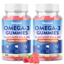 2 Pack Vegan Omega-3 Gummies1000mg for Adults - Sugar Free Supplement with 400mg DHA & 600mg EPA, Vitamins A, C, E, and Zinc - 120 Count