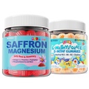 Saffron + Magnesium Glycinate+ Omega-3 - Calm Focus Gummies + Kids L-Methylfolate Gummies, Active 5-MTHF + Methyl B12, Vitamin B6, B2, Choline, Vegan Omega 3 DHA & EPA, Methylated Multivitamin