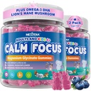 Focus Gummies for Kids & Adults, w/Magnesium Glycinate, Omega-3 DHA, Lion's Mane, L-Theanine, Methyl B12 & Vitamin D3, Brain Supplement Support Calm, Sleep, Attention, Concentration and Memory, 120Cts