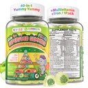 NEVISS Kids 4+ & Teens Super Greens 40-in-1 Gummies w/Multivitamin, Omega3 Iron, D3K2, Picky Eater Organic Super Fruits Veggies Superfood Gummy, Mushroom, Lutein | Immune Bone Brain Energy, Sugar Free
