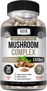 Kaya Naturals Premium Mushroom Complex Poent - Mushroom Complex Κάψουλες 1995mg ανά υπηρεσία - Βοηθήματα ψυχική σαφήνεια Υποστηρίζει ανοσοποιητικό σύστημα, ευεξία & ζωτικότητα 