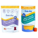 FIRST DAY Kids Calming Gummies (Strawberry) & Brain Focus Gummies (Peach) for Rest & Attention | Mood & Energy | No Melatonin | Stimulant-Free | Clean Label Project Verified® | Vegan | 30-Day Supply