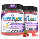 Kids Sleep Gummies, NO Melatonin Sleep Aid Gummies w/ Magnesium Glycinate, Calcium Citrate, L-Theanine, GABA, Vitamin D3 K2 B6 Zinc, Chamomile & Lemon Balm for Zzz & Relax, Brain, Bone, Non-GMO 2Pack