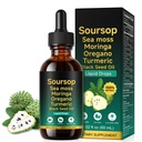 Soursop Bitters Liquid Drops 12-in-1 Complex - 2 Fl Oz | Enriched with Sea Moss, Moringa, Turmeric & Ashwagandha Extract | Herbal Tonic for Immune Support & Digestive Wellness | Vitamin C & D3 | Vegan