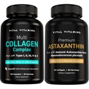 Vital Vitamins Multi-Collagen 150 ct + Astaxanthin Antioxidant Complex 60 ct