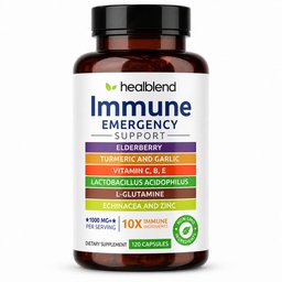 healdblend 10 in 1 Αναμνηστικό συμπλήρωμα υποστήριξης ανοσοποιητικού με Elderberry, Zinc, Echinacea, Turmeric, Lactobacillus Acidophilus, για Ενήλικες [120 Κάψουλες]