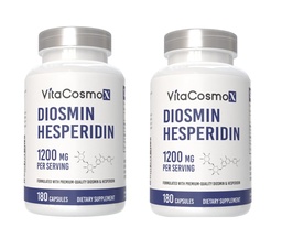 Diosmin Hesperidin 1200 mg Complex, 180 κάψουλες, Citrus Bioflavonoids πλούσιο εκχύλισμα φρούτων, 100% χορτοφαγική, μη ΓΤΟ και συμπλήρωμα διοσμίν χωρίς γλουτένη με μέγιστη δύναμη - 2 συσκευασίες