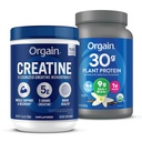 Orgain Creatine Monohydrate Powder 17.64 Oz (100 Servings) & Organic Vegan Protein Powder Vanilla 2.01lb Bundle - Muscle Growth & Recovery Support