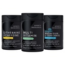 Sports Research® Energy Production Pack - 23 Essential Vitamins & Minerals with CoQ10 & Iodine - Daily Nutrient Support + L-Theanine Supplement + Caffeine & MCT Oil + Magnesium L-Threonate 2000mg