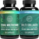 Primal Συγκομιδή Multivitamin & Collagen Συμπληρώματα για γυναίκες και άνδρες Multi Vitamin Capsles and Collagen Peptides Pills Bundle