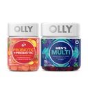 OLLY Probiotic + Prebiotic and Men’s Perfect Multi Starter Pack Bundle, Live Cultures & Friendly Fiber, Vitamins A, D, C, E, Bs, Zinc & CoQ1030, 30 and 90 Count