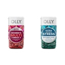 OLLY Ultra Women's Multi Softgels & Ultra Strength Goodbye Stress Softgels, GABA, Ashwagandha, L-Theanine and Lemon Balm, Stress Relief Supplement - 60 Count