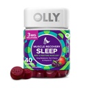 OLLY Extra Strength Sleep Gummy with Melatonin, L-Theanine, Chamomile, Lemon Balm, BlackBerry Flavor - 50 Count & Muscle Recovery Sleep Gummies with Melatonin, Tart Cherry, Vitamin D, Berry Flavor - 40 Count Bundle