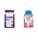 Natrol Melatonin Gummies 140ct & Vitafusion Fiber Gummies 90ct Bundle, Sleep & Digestive Support