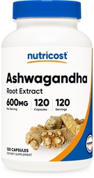 Nutricost Ashwagandha βοτανικό συμπλήρωμα 600mg, 120 κάψουλες - χορτοφάγοι, μη ΓΤΟ, χωρίς γλουτένη, ρίζα Ashwagandha