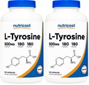 Nutricost L-Tyrosine 500mg, 180 Capsules - Gluten Free & Non-GMO (Pack of 2)