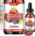Potasyum Magnezyum Citrate Supplement, Sıvı Citrate Drops 200 mg with Ashwagandha, Macau, Vitamin D3, B6, B12, CoQ10 - Vegan 2 fl oz Mix Berry Flavor