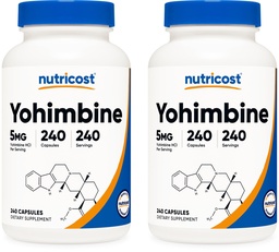 Nutricost Yohimbine HCl 5mg, 240 κάψουλες (2 φιάλες) - Επιπλέον δύναμη - Χωρίς γλουτένη & μη ΓΤΟ