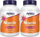 NOW Foods Supplements,Niacin (Vitamin B-3) 500 mg,Sustained Release,Nutritional Health,250 Tablets,(Pack of 2)