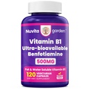 Vitamin B1 500mg with Benfotiamine, 120 Vegan Capsules，Fat & Water Soluble Thiamine B1 Supplement，Third Party Tested, Non-GMO, No Gluten