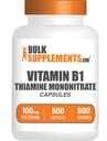BulkSupplements.com Thiamine Mononitrate (Vitamin B1) Capsules - 500 Count (Pack of 1)