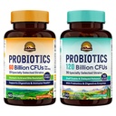 Vitalitown Probiotic Bundle (Pack of 2) | Probiotics 60 Billion CFUs (Item 1) & Probiotics 120 Billion CFUs (Item 2) | Shelf Stable | Digestive & Immune Health | 30 Day Supply Each